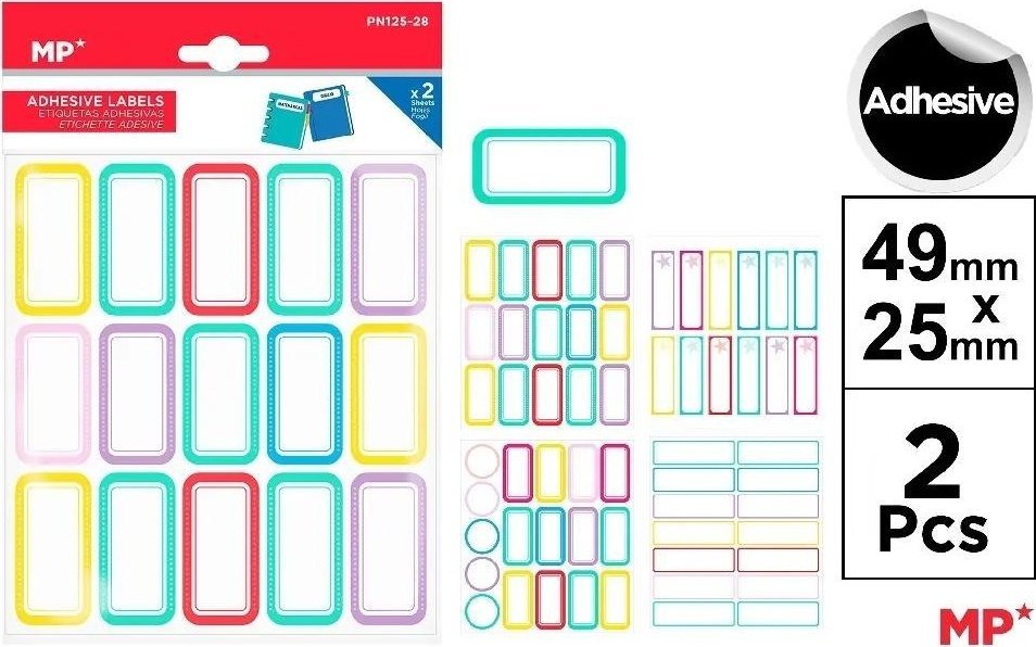 V-TAC Naklejki imienne 49x25mm 2 arkusze