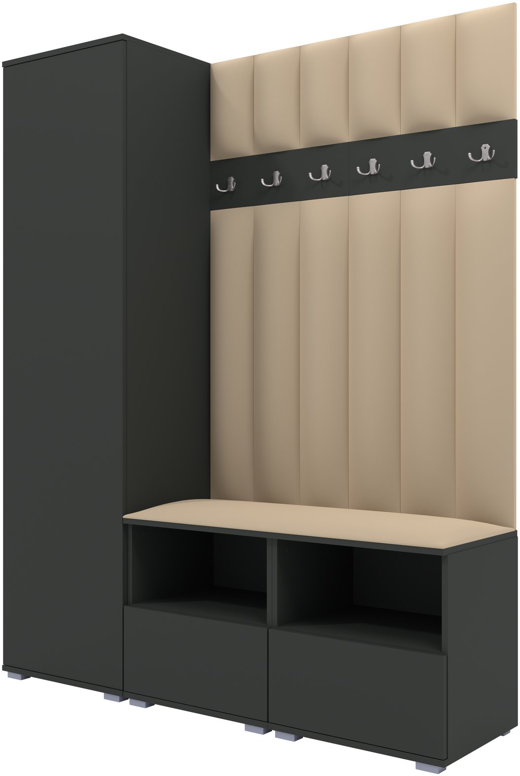 Tapicerowana garderoba Nela II LUX - kolor grafit + tkanina Trinity 04