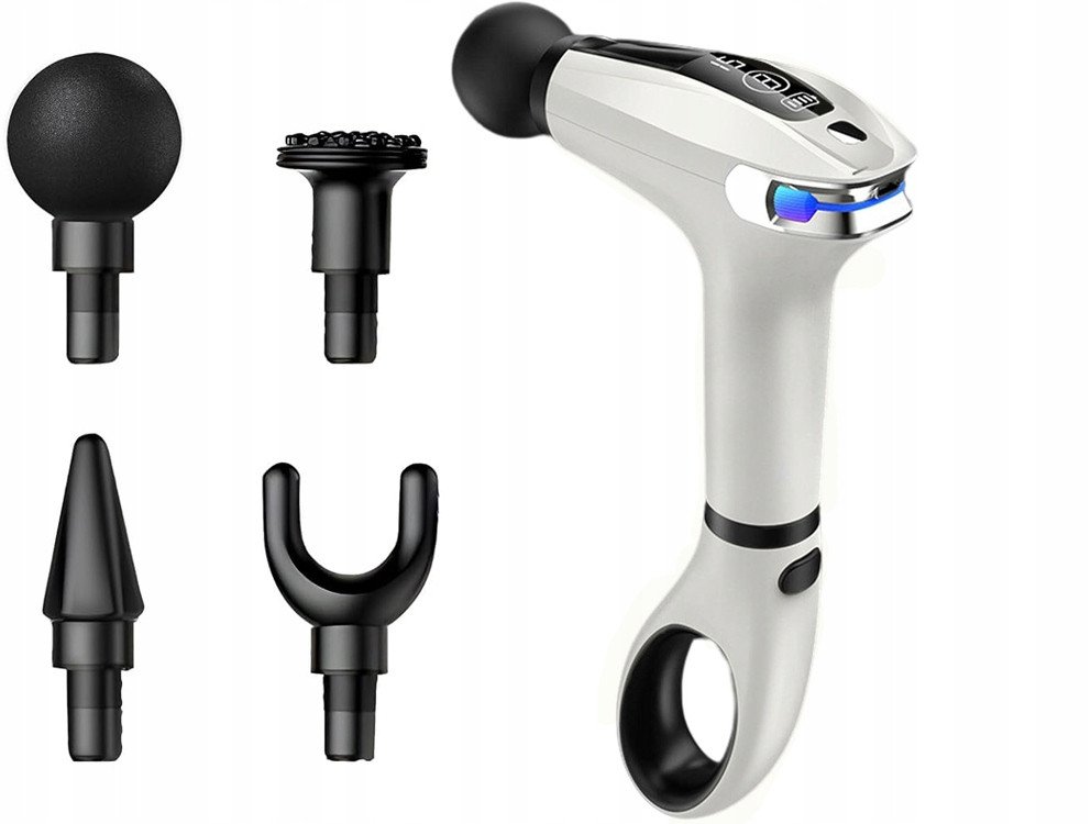 Pistolet do masażu pleców ciała nóg masażer mocny massage gun 4 końcówki