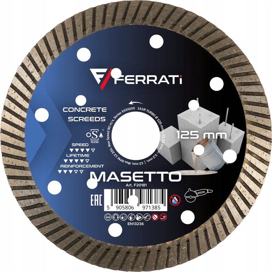 Tarcza diamentowa Ferrati Masetto 125mm do cięcia betonu cegły