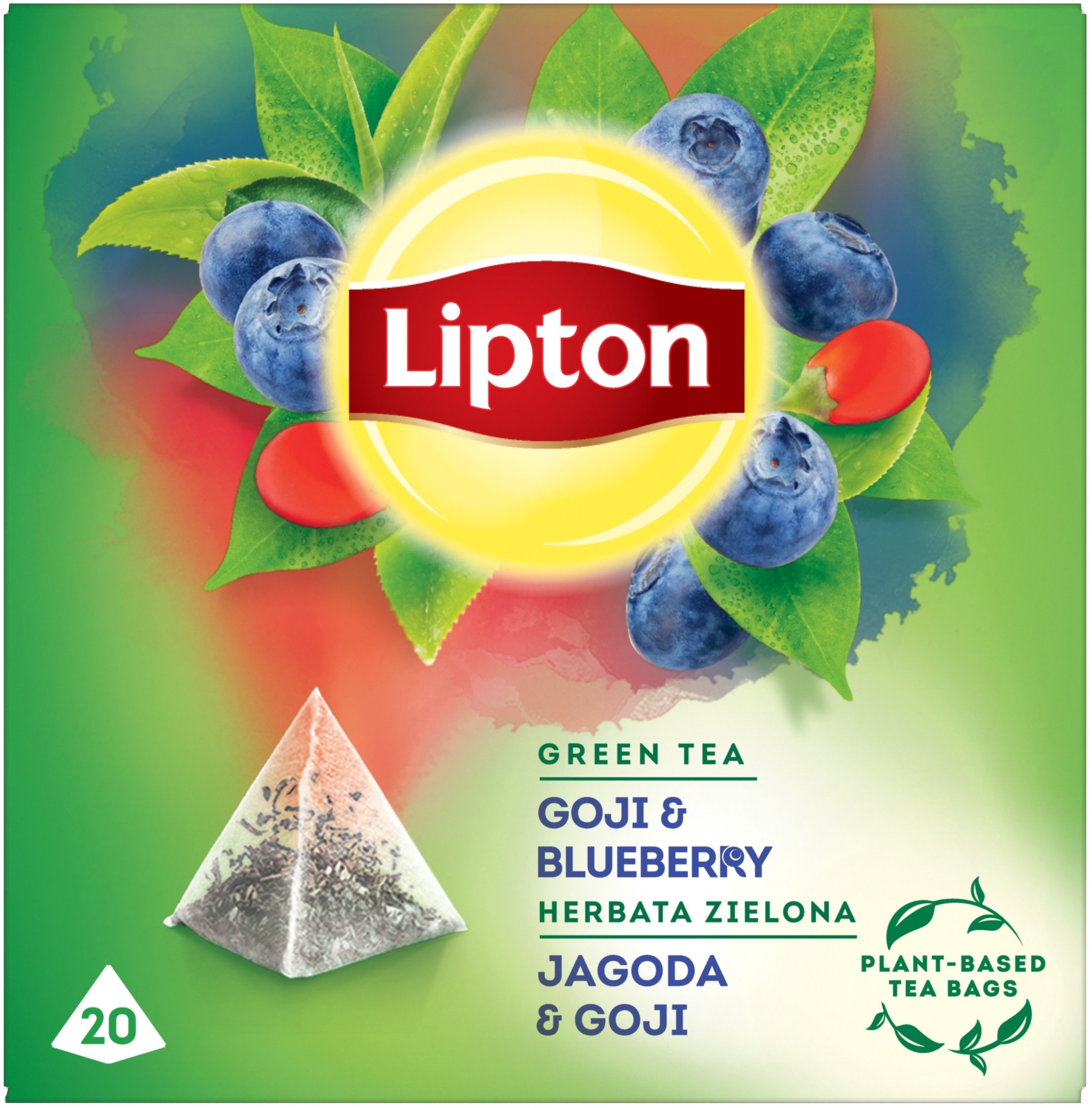 Lipton Herbata zielona Jagoda & Goji 20 piramidek