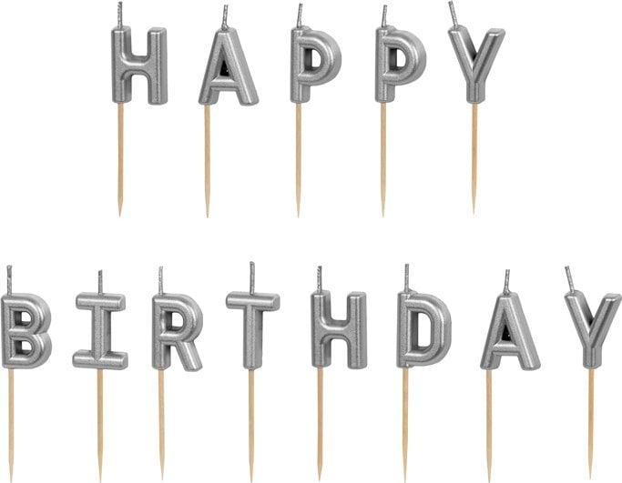 Świeczki urodz.HappyBirthday 2,5cm srebrny A13 327