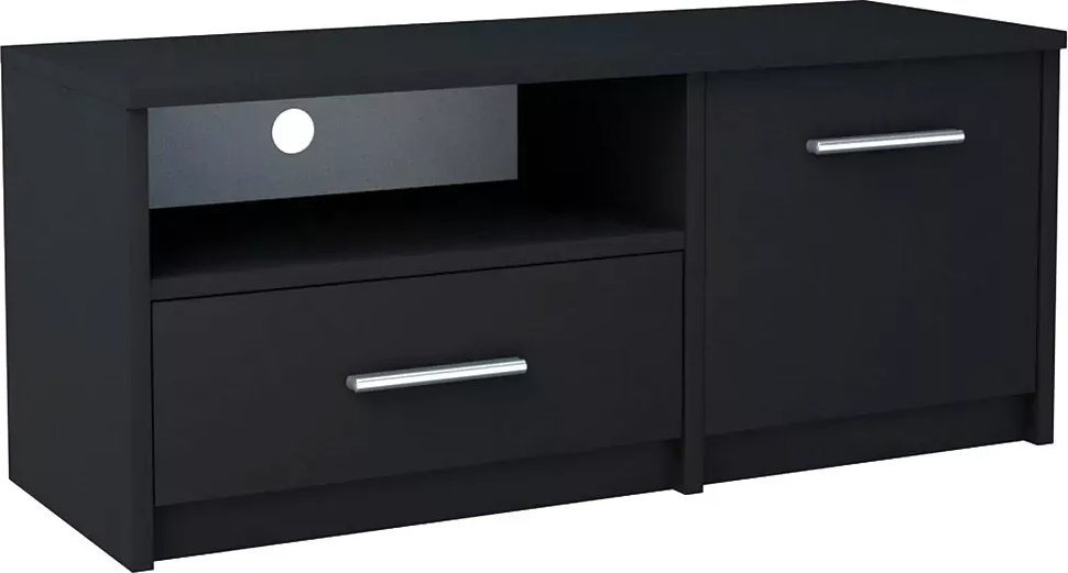 Elior Czarna szafka pod telewizor z półką - Karix