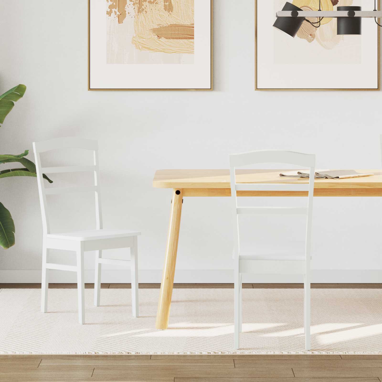 vidaXL Krzesło jadalniane 2 pcs Biały Drewno Gumowe