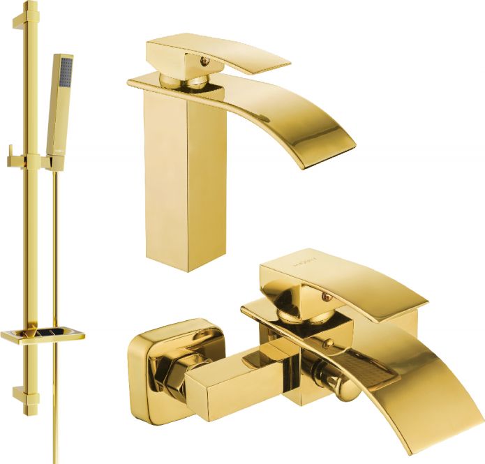 Mexen Mexen Aries DQ77 zestaw wannowy, złoty - 744803DQ77-50