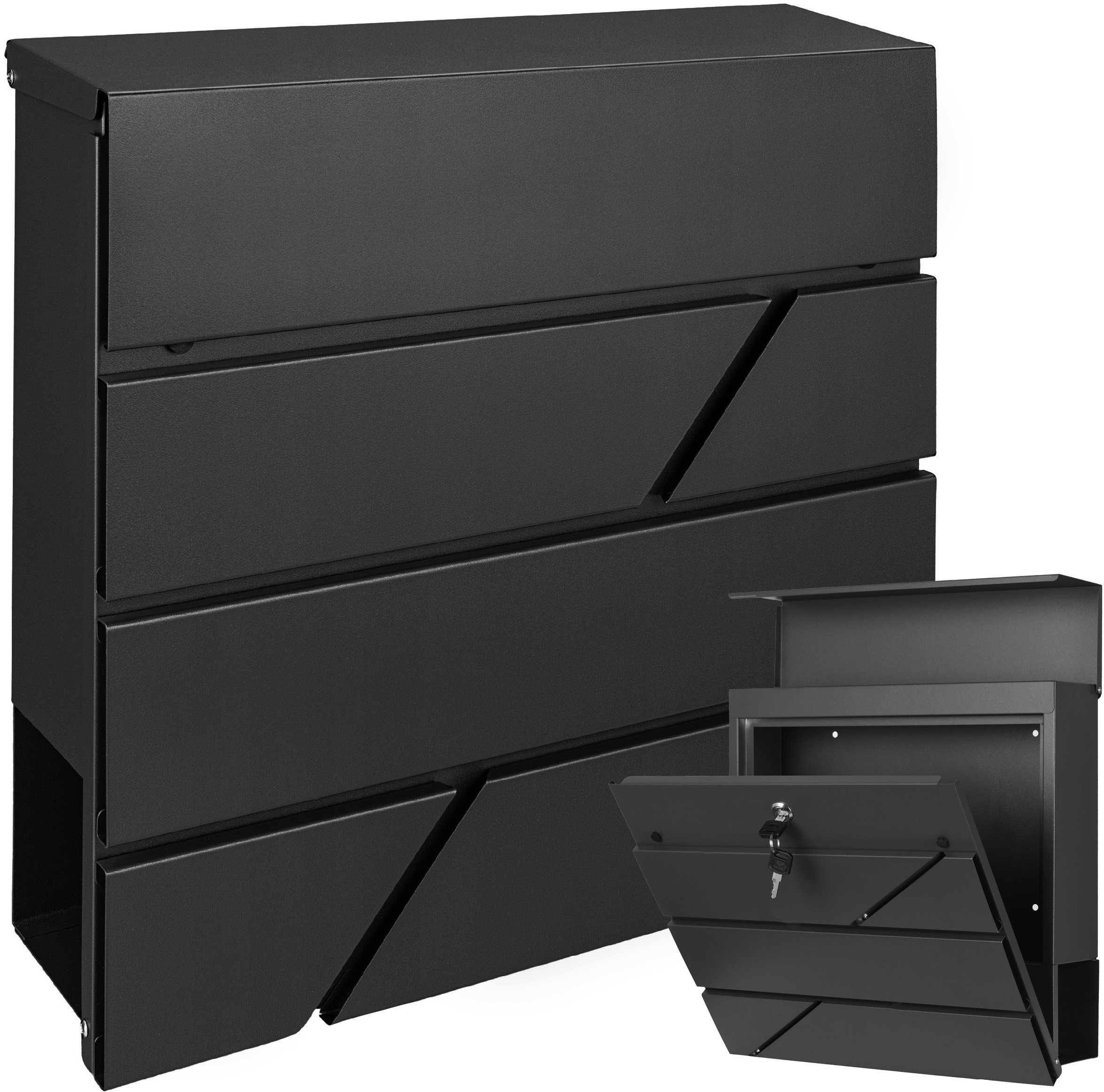 Duża skrzynka pocztowa na listy gazety ulotki pocztę A4 czarna