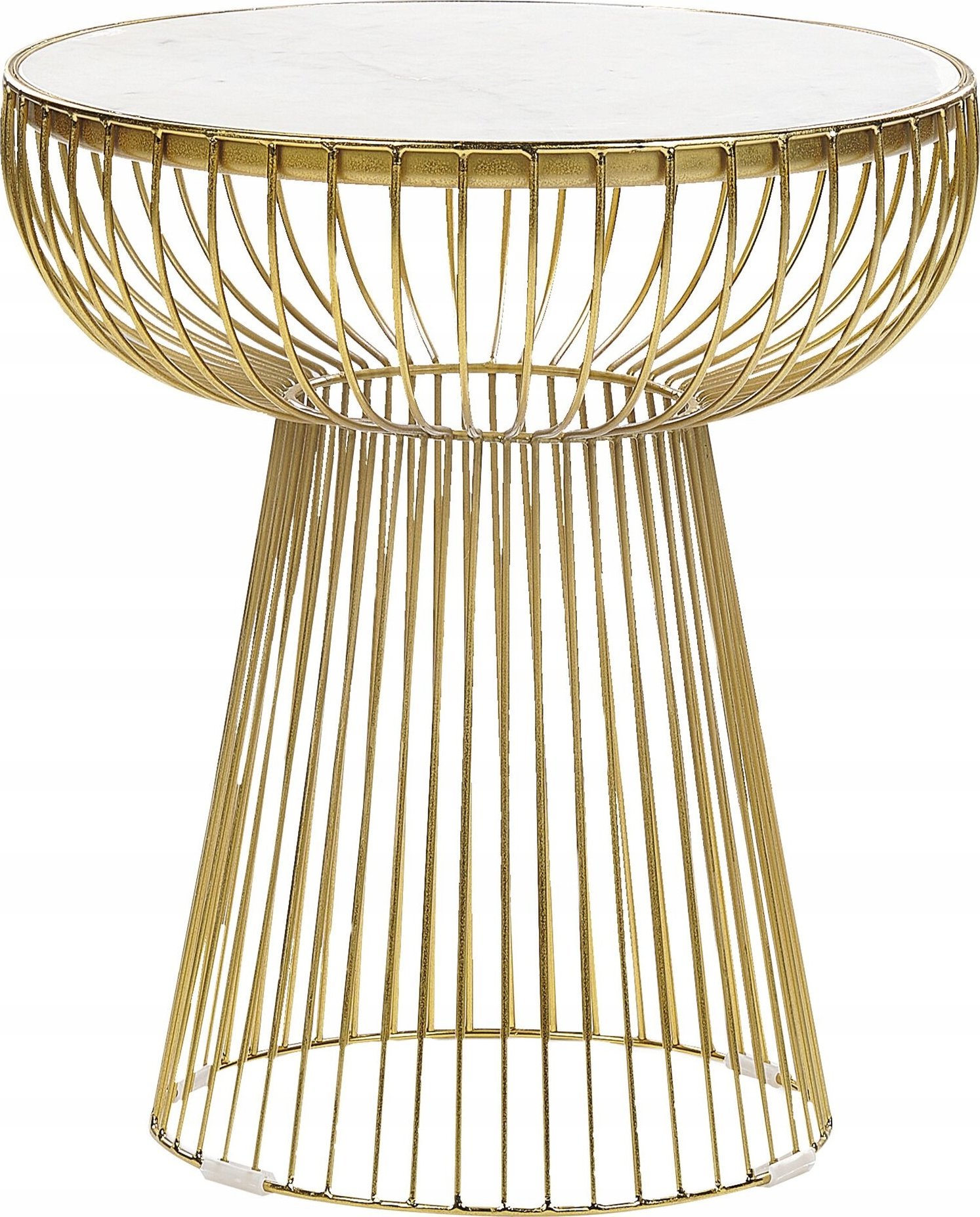 Beliani Stolik pomocniczy biały marmur ze złotym CHEYNES