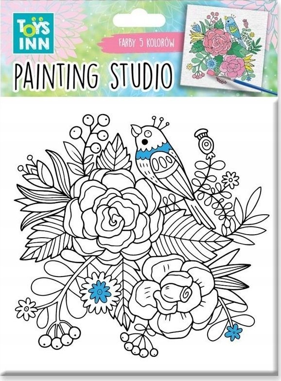 Stnux Zestaw do malowania farbami Kwiaty i Ptak 15x15cm 8134
