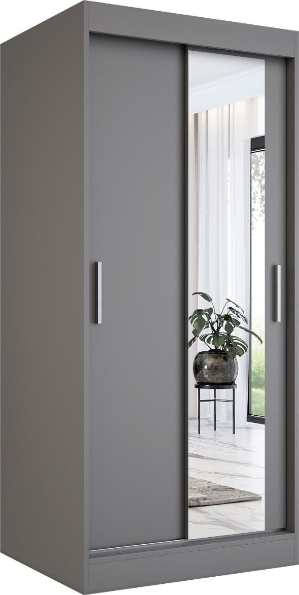 MKPOL Szafa przesuwna MODUO COMFORT 90 antracyt z lustrem po prawej