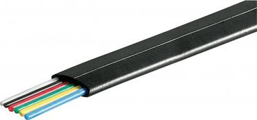 Goobay Kabel telefoniczny płaski rolka 6-przewodowy, 100 m rola, AWG 30, CU (miedź) - Wersja kolorystyczna Czarny