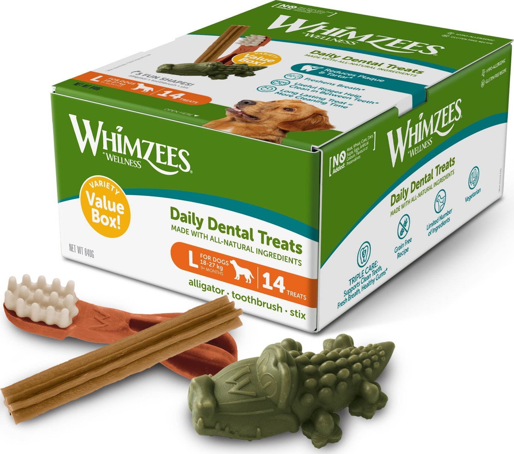 Whimzees Whimzees Variety L, 14 stk, 840 g, box