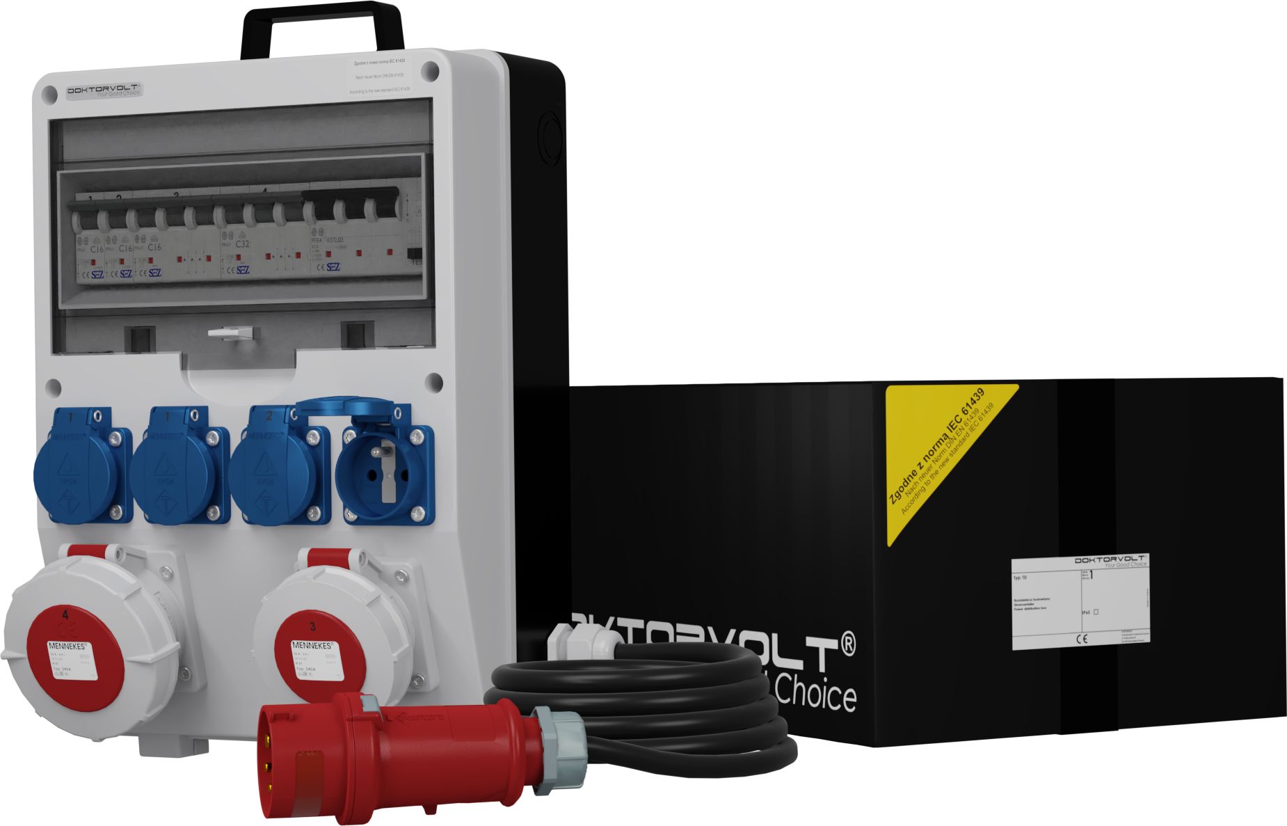 Doktorvolt Rozdzielnica budowlana z kablem TD-SFI SKH 32A 16A IP67 4x230V Doktorvolt 9740