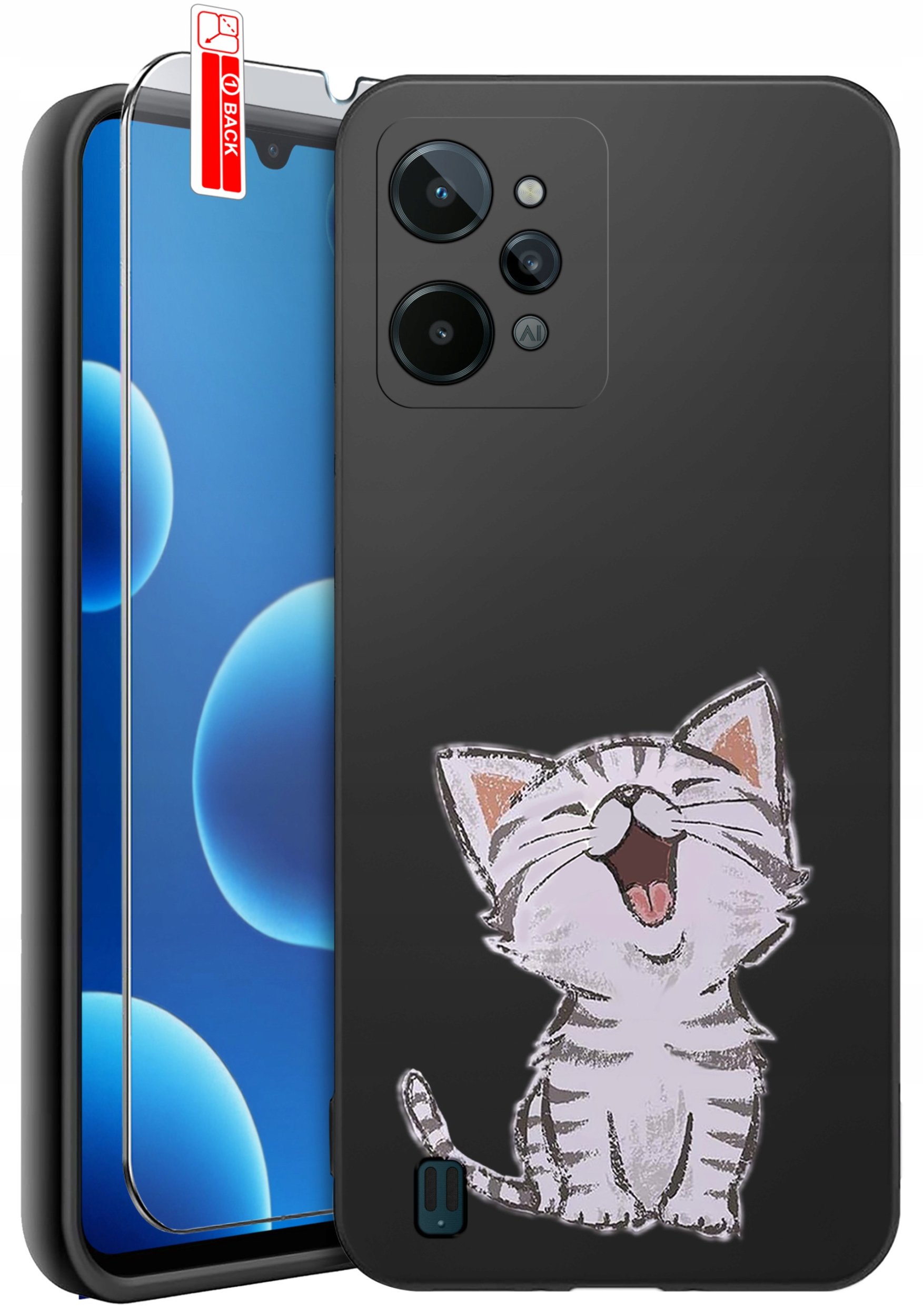 ETUI do Realme C31| WZORY | SILIKONOWE MATT CASE + SZKŁO 9H