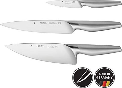 WMF 3-częściowy zestaw noży WMF Chef's Edition, specjalna stal ostrza, kute noże 3, drewniane pudełko, nóż kuchenny