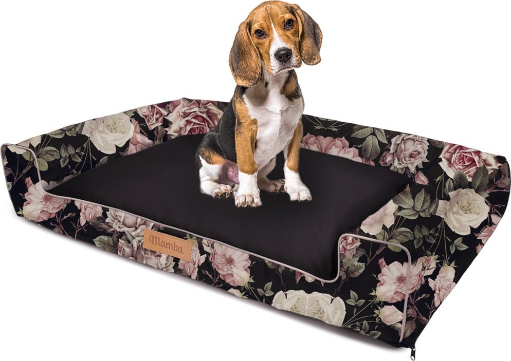 Dogeste Legowisko dla średniego psa L czarne + róże