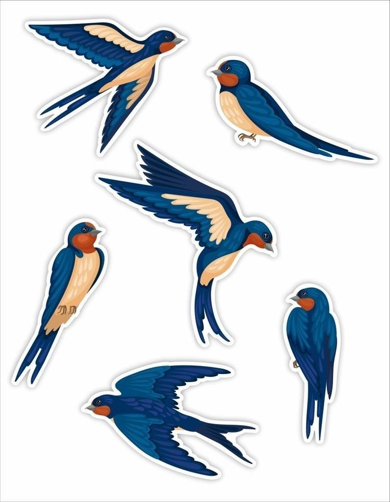 LearnHow Dekoracje okienne dwustronne - Jaskółki 01 6szt