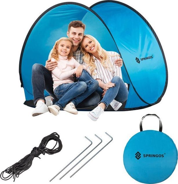 Springos Namiot plażowy samorozkładający Pop-up niebieski uniwersalny