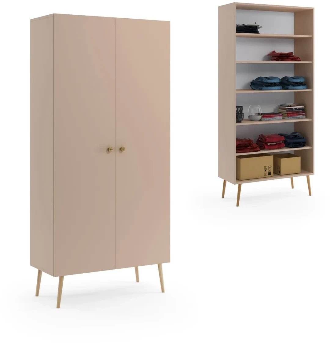 Szafa LEBEL z półkami 87cm macchiato MELIMEBLE