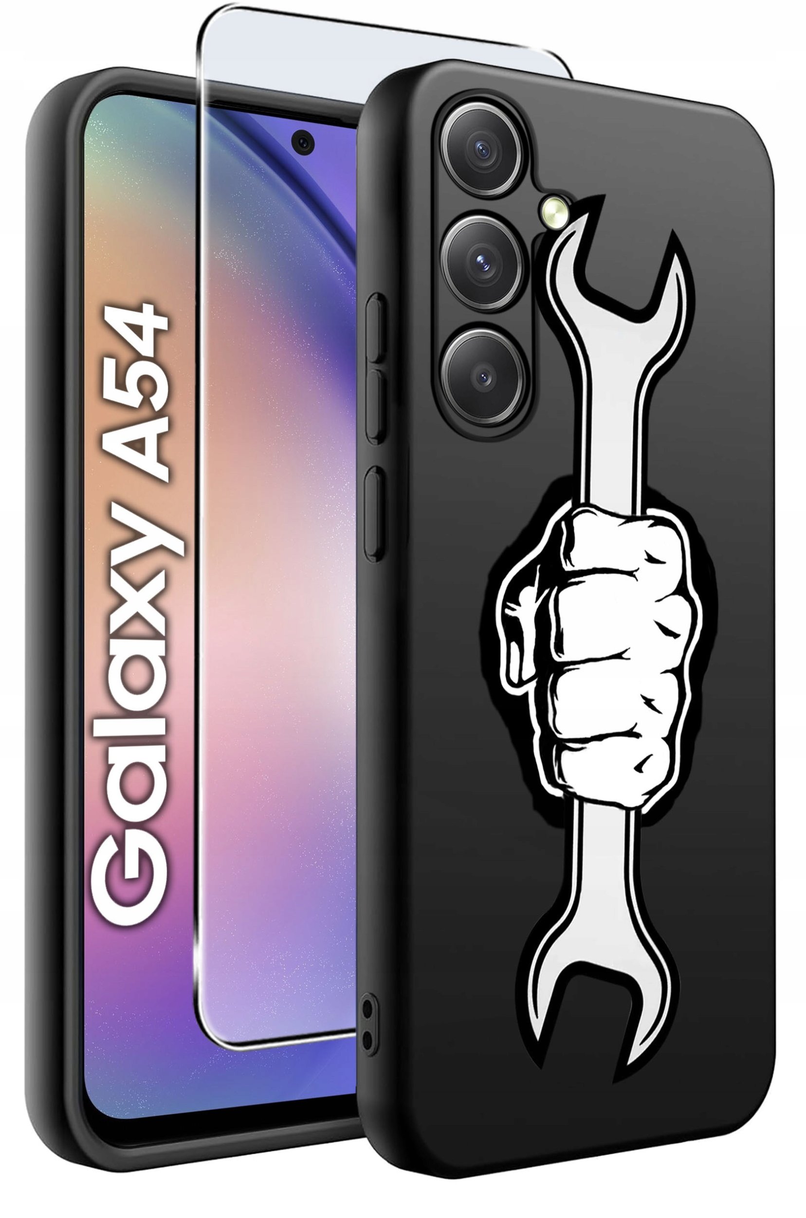 ETUI do Samsung A54 5G WZORY | SILIKONOWE MATT CASE + SZKŁO 9H