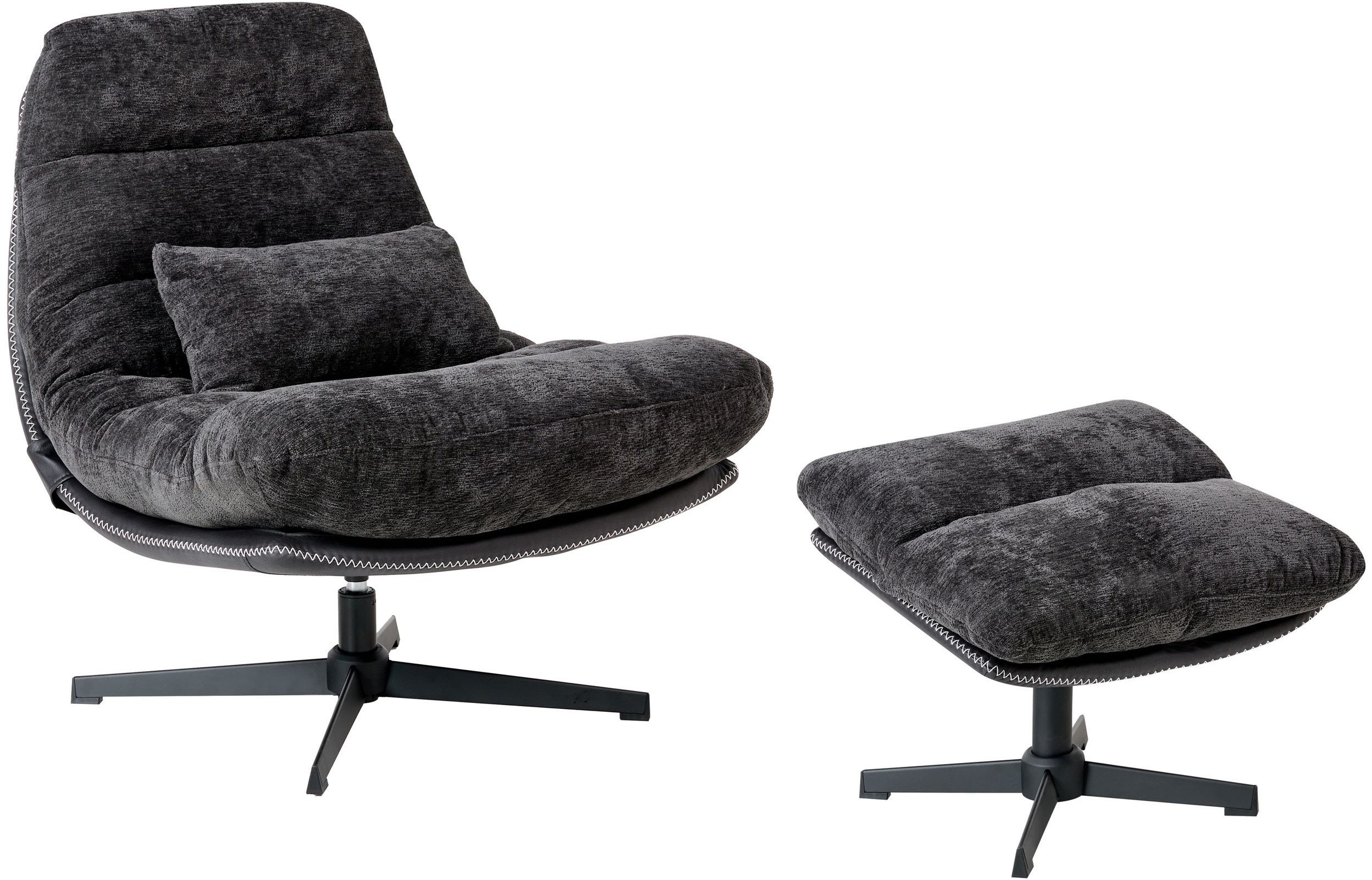 Fotel obrotowy TOVIK Z podnóżkiem Szenil Czarny