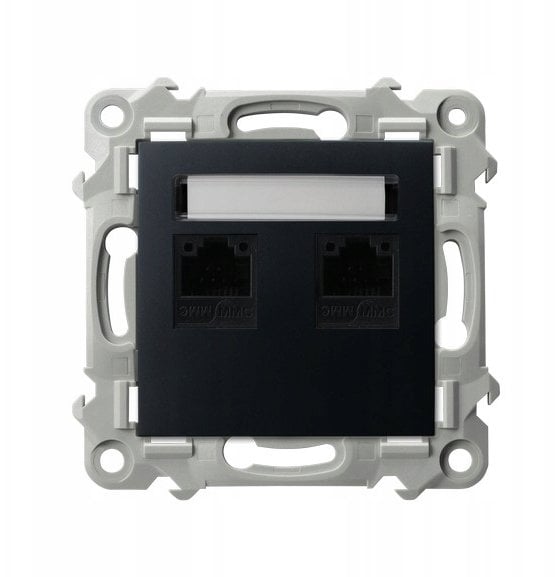 SZAFIR Gniazdo komputerowe podwójne, kat. 5e MMC czarny metalik GPK-2Z/K/m/33