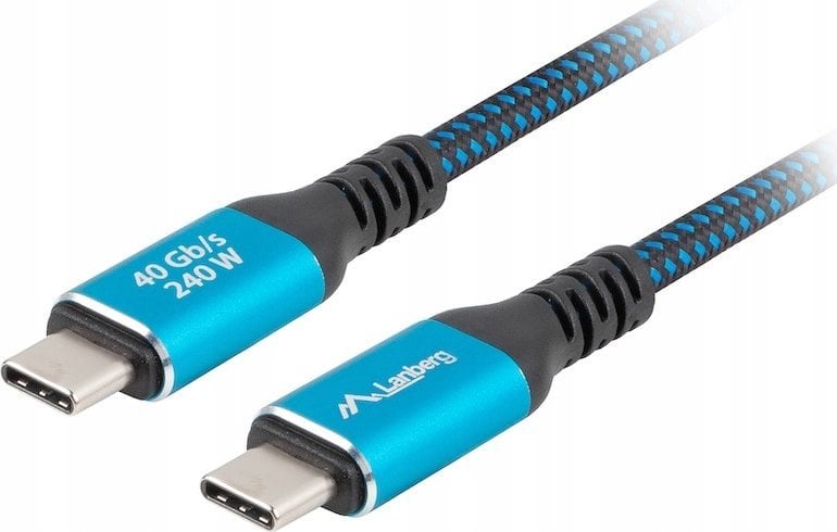 Kabel USB Lanberg USB-C - USB-C 1.5 m Czarno-niebieski (CA-CMCM-45CU-0015-BK)