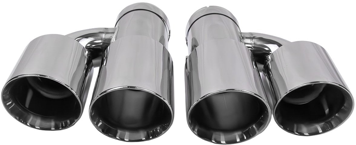 Końcówka tłumika 89mmx2 wejście 70mm Polerowana Zestaw