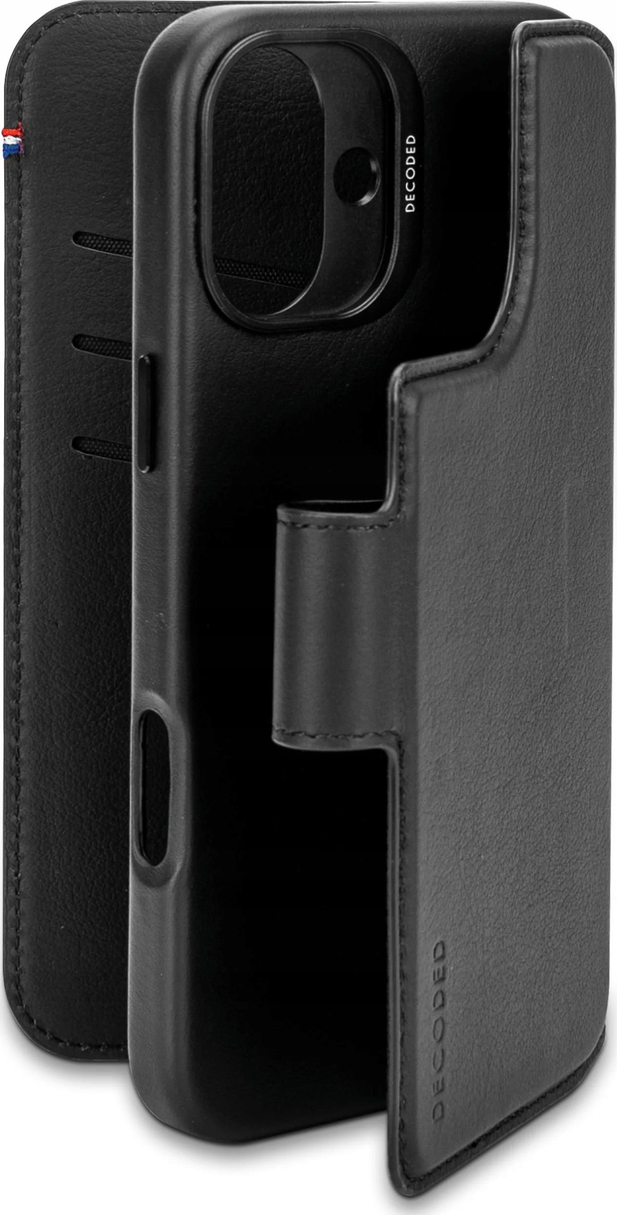 Decoded Leather Detachable Wallet - skórzana obudowa ochronna do iPhone 16 Plus kompatybilna z MagSafe (black)