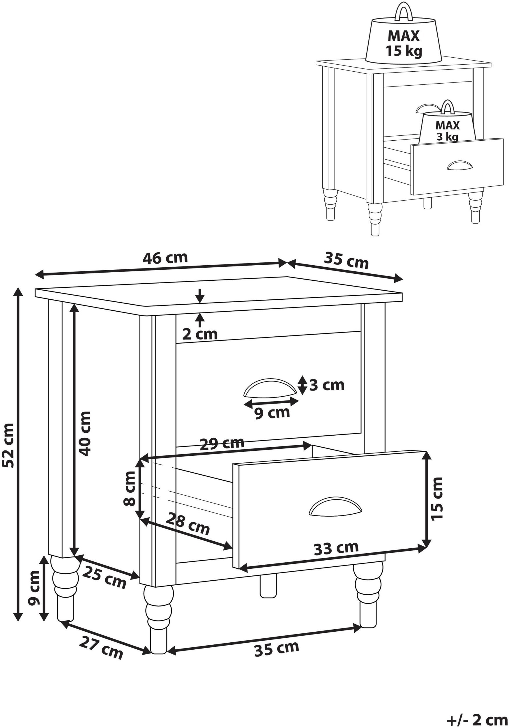 Beliani Szafka nocna 2 szuflady SHILLINGTON Drewno sosnowe Biały