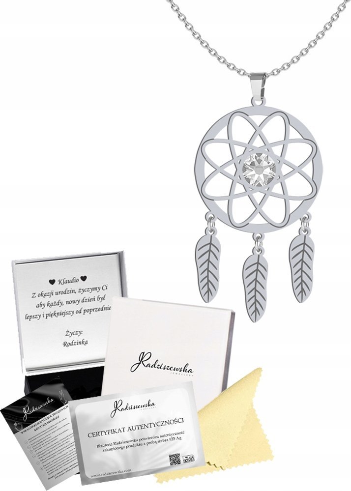 Radziszewska Jewellery Naszyjnik Srebrny Łapacz Snów 925 Łańcuszek Prezent ŻYCZENIA GRATIS
