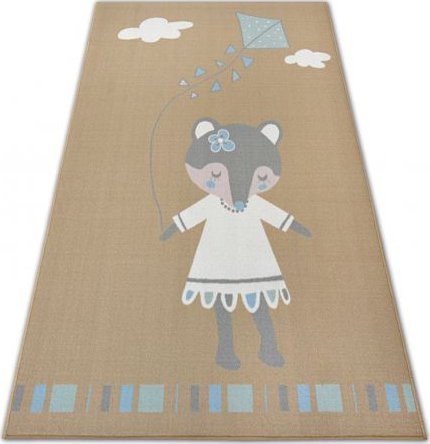 Dywany Łuszczów DYWAN dla dzieci LOKO Myszka beż antypoślizgowy, 120x170 cm