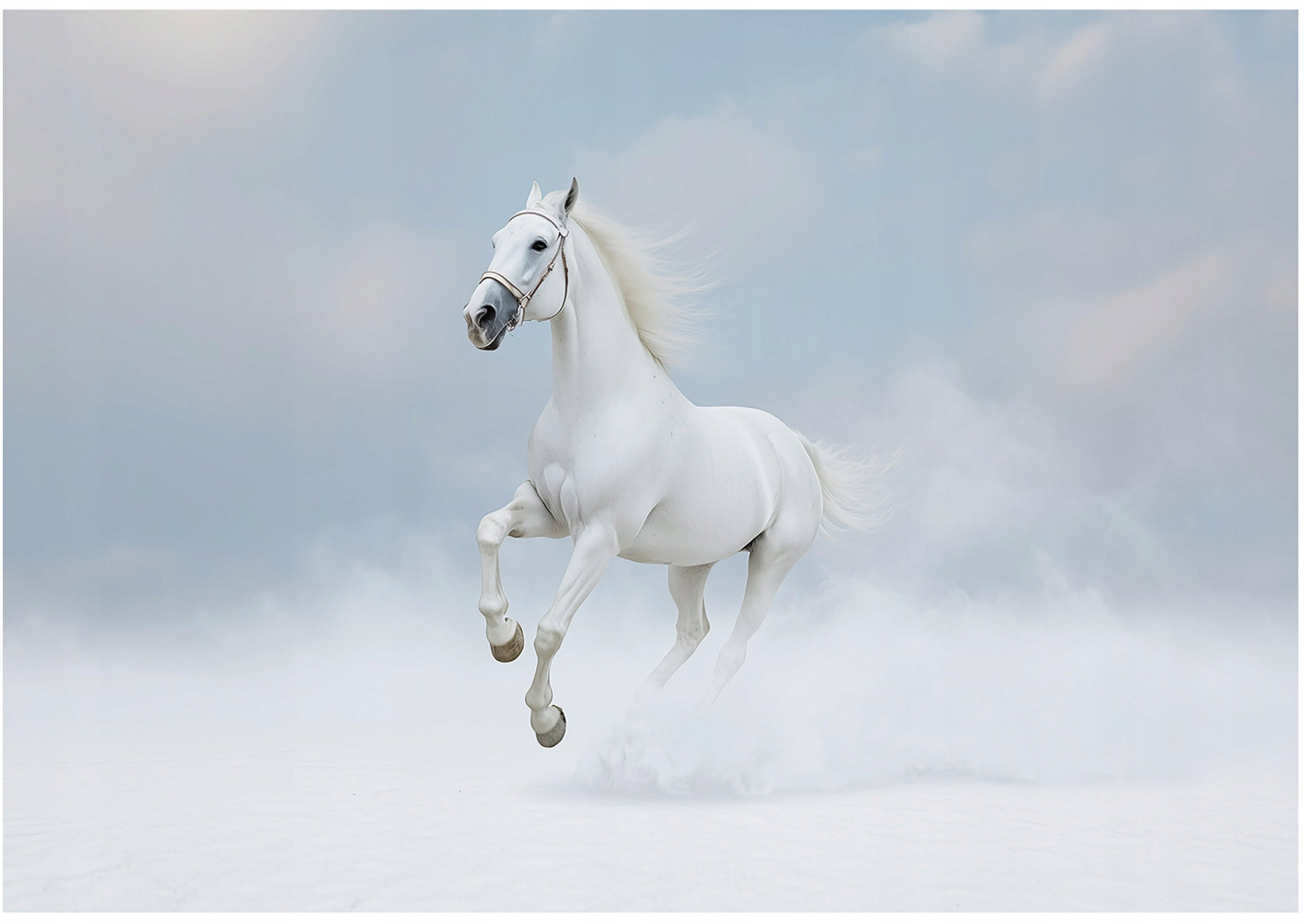 Fototapeta Koń Biały Chmury Zwierzęta Na Ścianę Sypialnia Salon 250X175