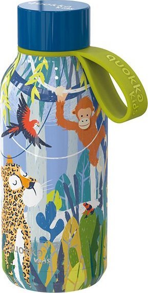 Quokka Quokka Solid Kids with strap - Butelka termiczna ze stali nierdzewnej 330 ml z paskiem (Jungle)