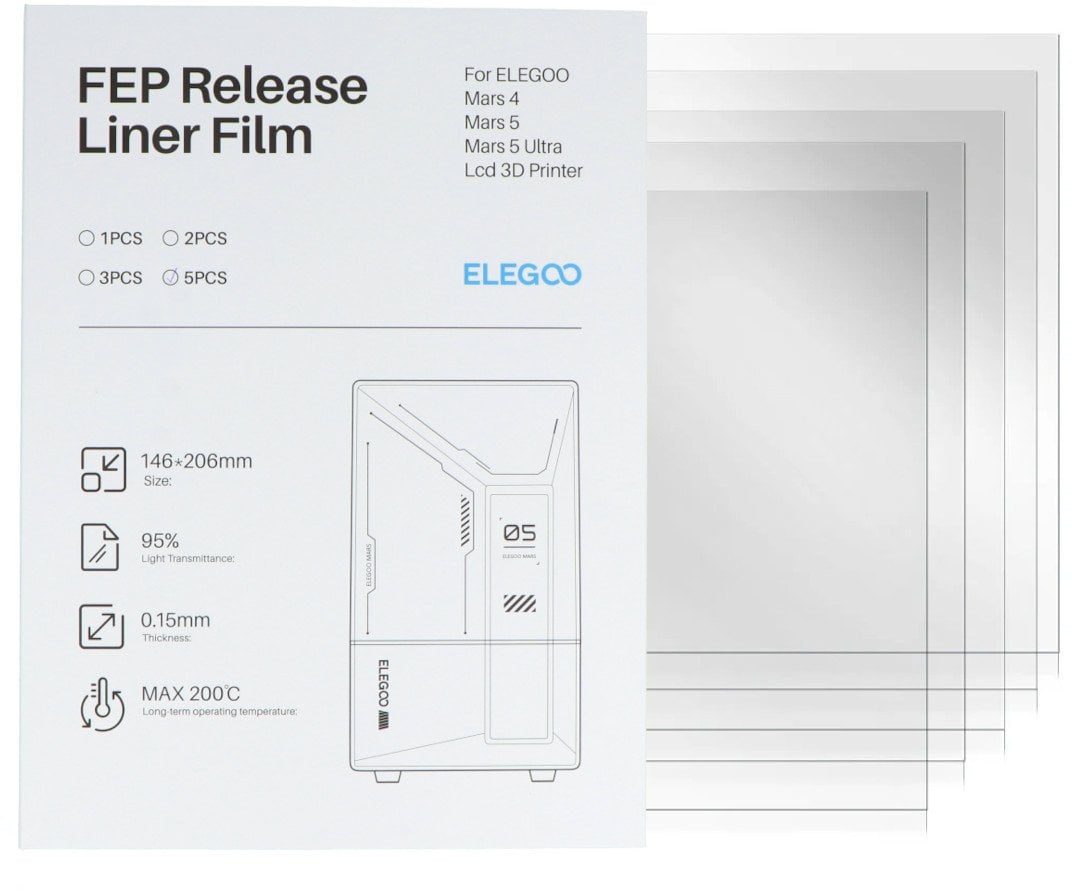 Folia FEP do drukarek 3D Elegoo Mars 4/5/5 Ultra - 206x146mm - 5szt.}