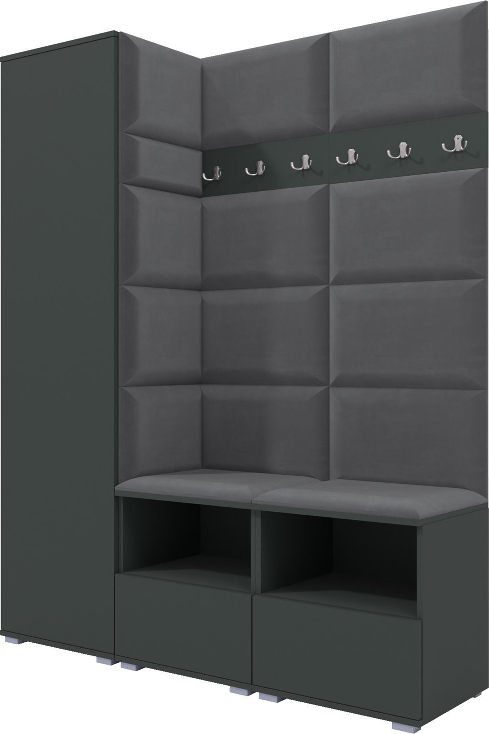 Ravio Tapicerowana garderoba Nela II - kolor grafitowa + tkanina Trinity 15