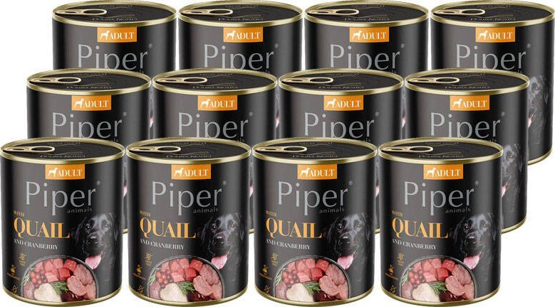 Mokra Karma dla psa Piper Animals z przepiórką i żurawiną zestaw 12 x 800 g