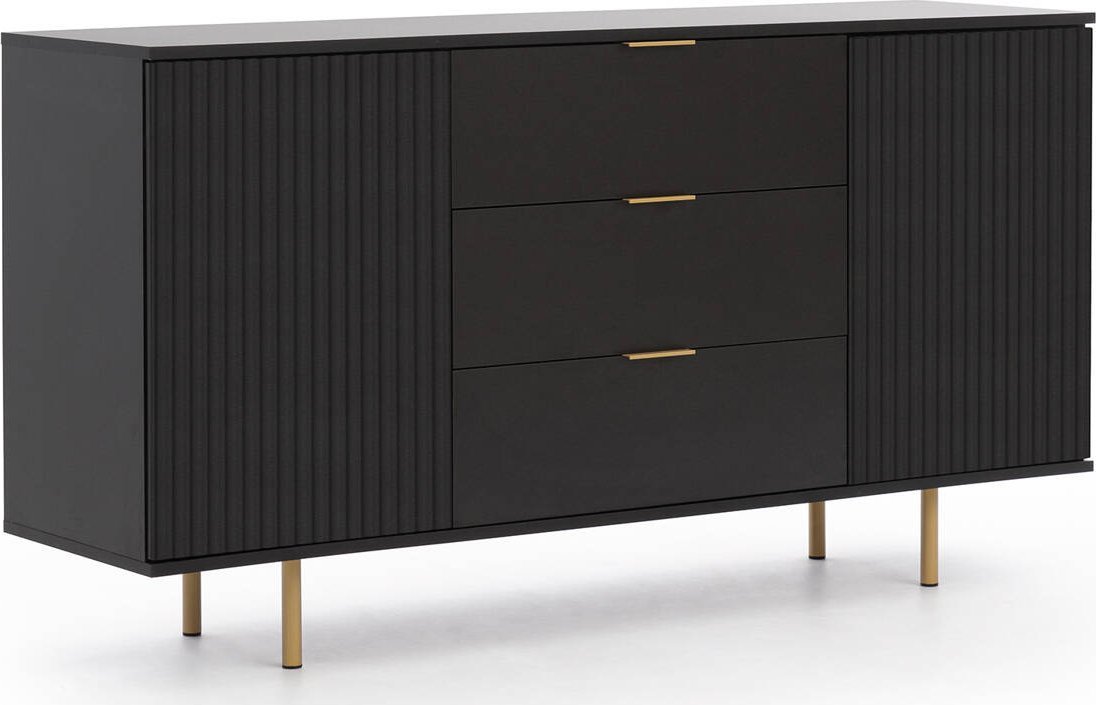 Ravio Czarna komoda Nubia K2D3SZ z trzema szufladami
