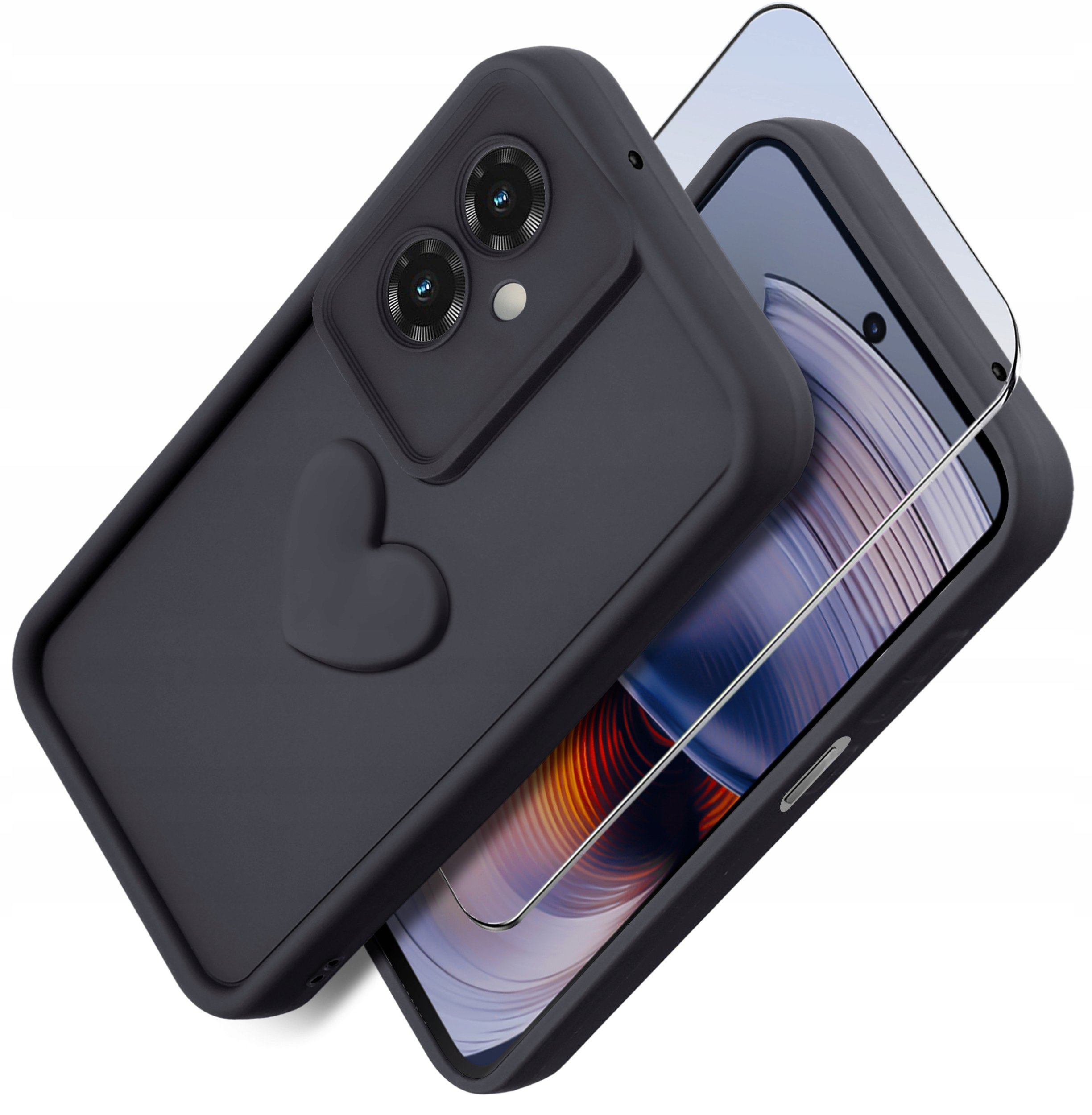 Etui do Motorola Moto G55 5G silikonowe MATOWE serce + Szkło na ekran