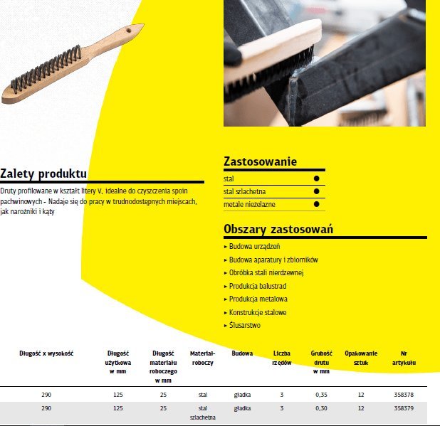 Klingspor K.SZCZOTKA DO SPAWÓW PACHWINOWYCH DRUT STALOWY