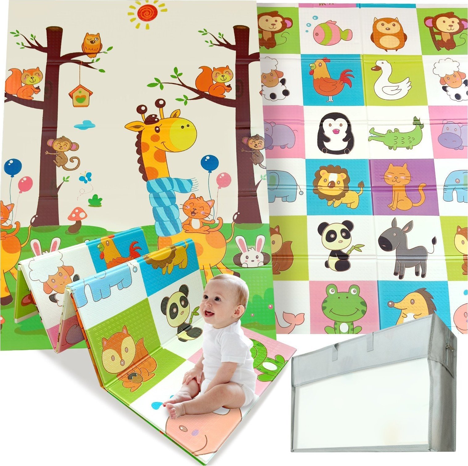 Happy Kiddo Mata piankowa składana dwustronna duża edukacyjna dla dzieci XPE 120x180 cm