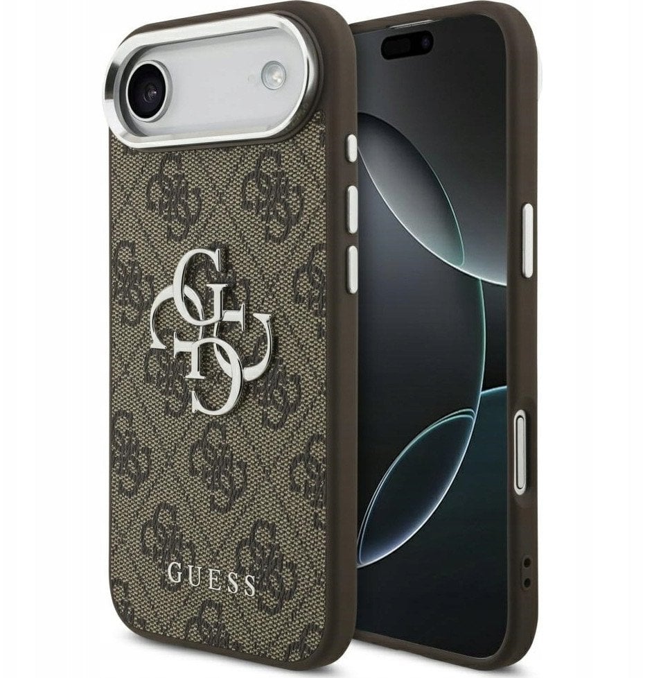 GUESS futerał do IPHONE 17 Air GUHCP17MP4G4SMCW (4G PU Leather Case with Big 4G AND Classic Logo and Silver Metal Camera Frame) brązowy