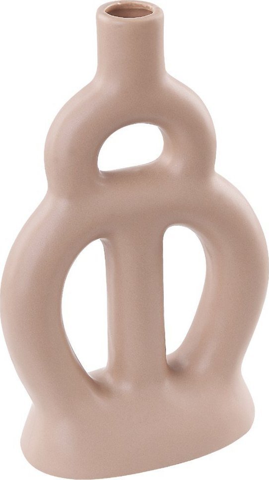 Beliani Wazon na kwiaty ceramiczny beżowy KOZANI