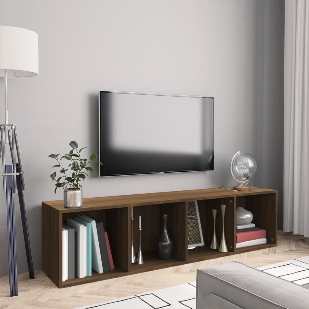 vidaXL vidaXL Regał na książki pod TV, brązowy dąb, 143x30x36 cm