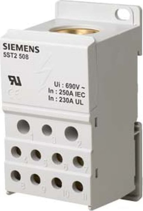 Siemens Blok rozdzielczy 250A 1P 690V 1x35-120mm2 2x2,5-25mm2 5x2,5-16mm2 4x2,5-10mm2 DIN 5ST2508