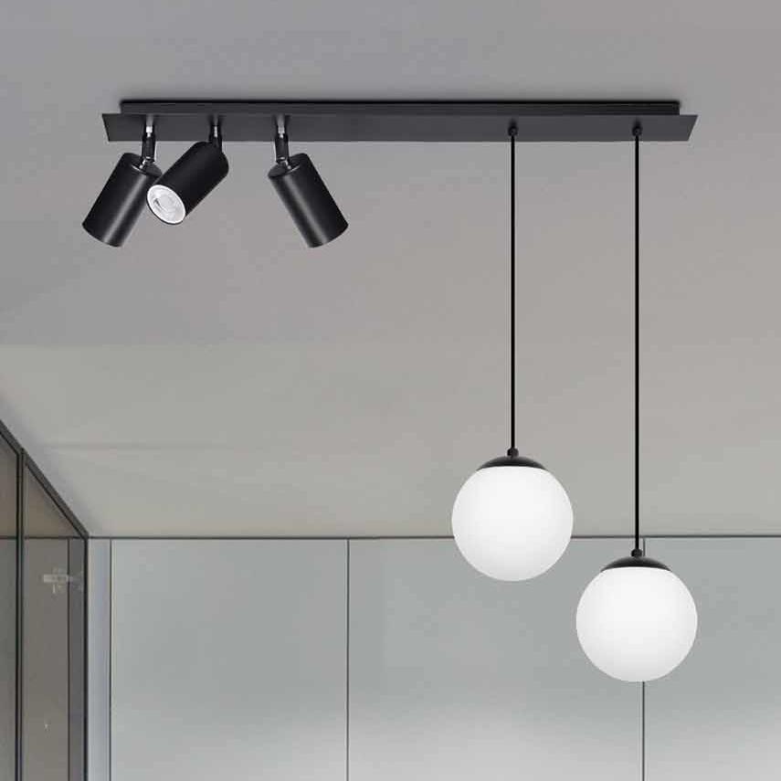 Lampa wisząca Kaja Wisząca lampa sypialniana Albio ze szklany kulami ruchoma czarna