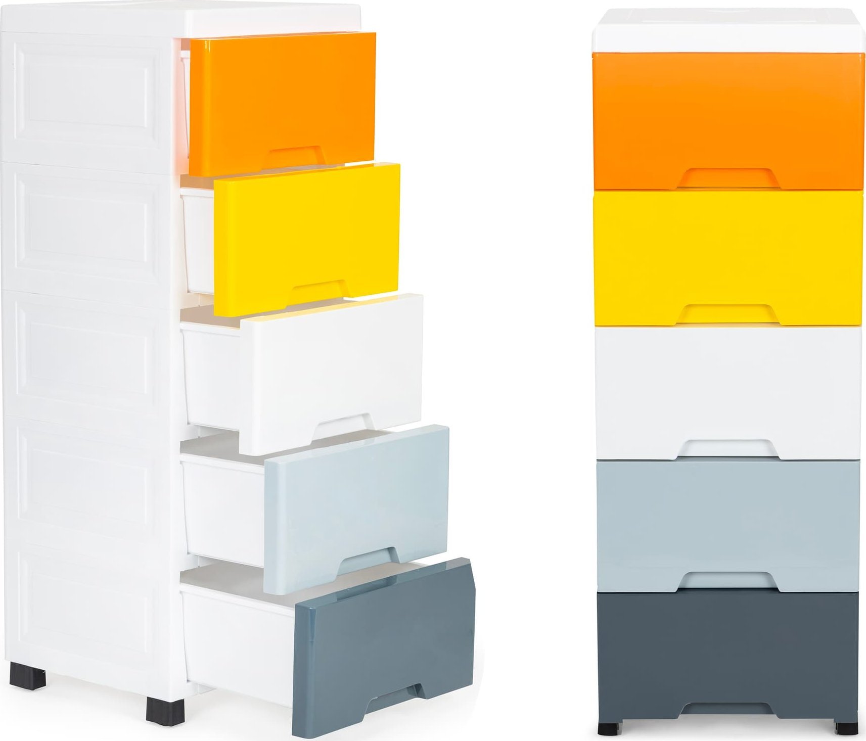 ModernHome Regał z 5 wysuwanymi szufladami nogi z kółkami