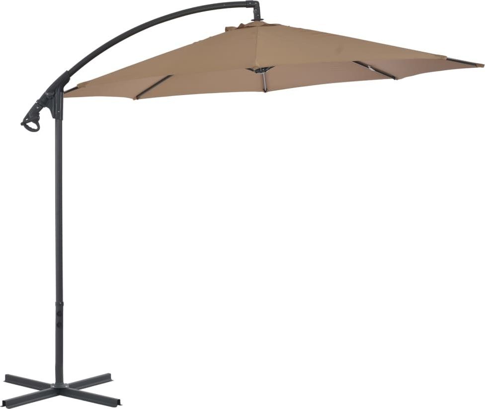 vidaXL Parasol wiszący ze stalowym słupkiem, 300 cm, kolor taupe