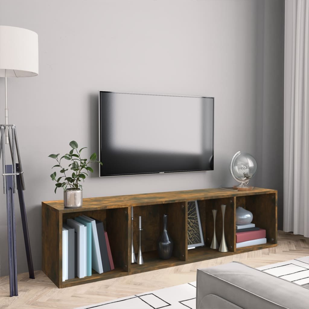 vidaXL vidaXL Szafka na książki pod TV, przydymiony dąb, 143x30x36 cm