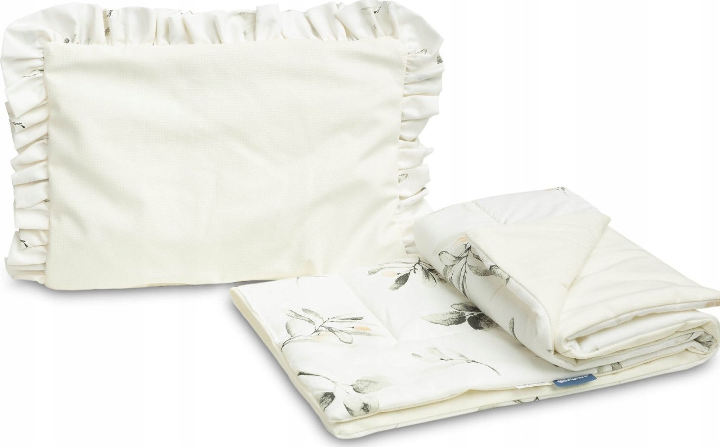 Sensillo KOMPLET DO WÓZKA VELVET Z FALBANKĄ OLIWKA KREMOWY