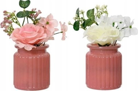 Kaemingk Róże ozdobne sztuczne w szklanym wazonie 1 szt 18x7,5 cm